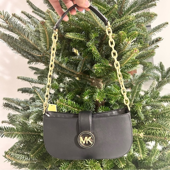 Michael Kors Black Gold Chain Shoulder Bag - Picture 6 of 7